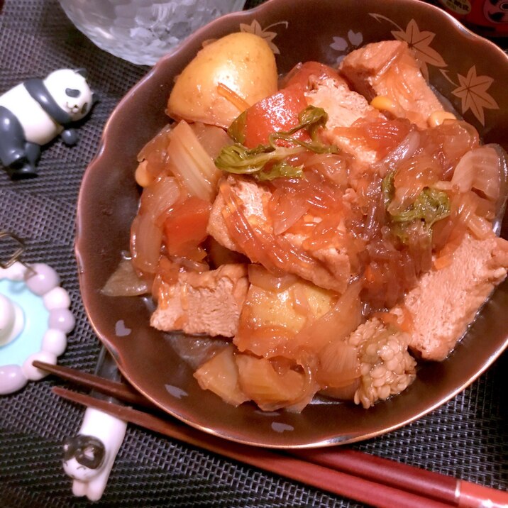 ラーメン汁リメイクde肉なし⁈じゃが！旨煮。